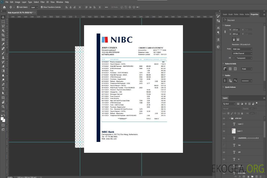 Pays-Bas NIBC Bank excel pdf template
